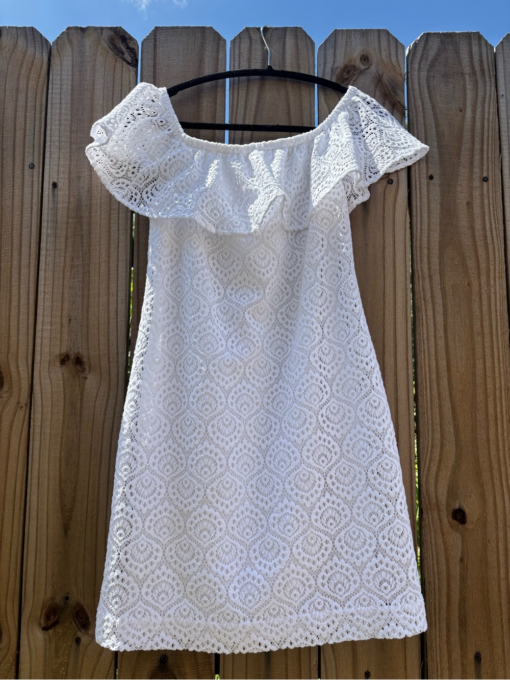 Small Lilly Pulitzer La Fortuna Lace Off The Shoulder Dress In Resort White